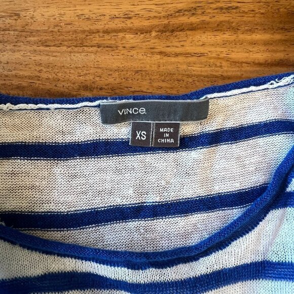 Vince White & Blue Striped Linen Sweater XS - Picture 3 of 5